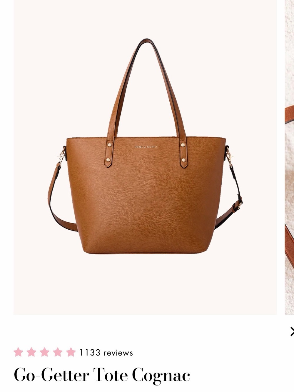 Poppy & Peonies Cognac Leather-Look Tote